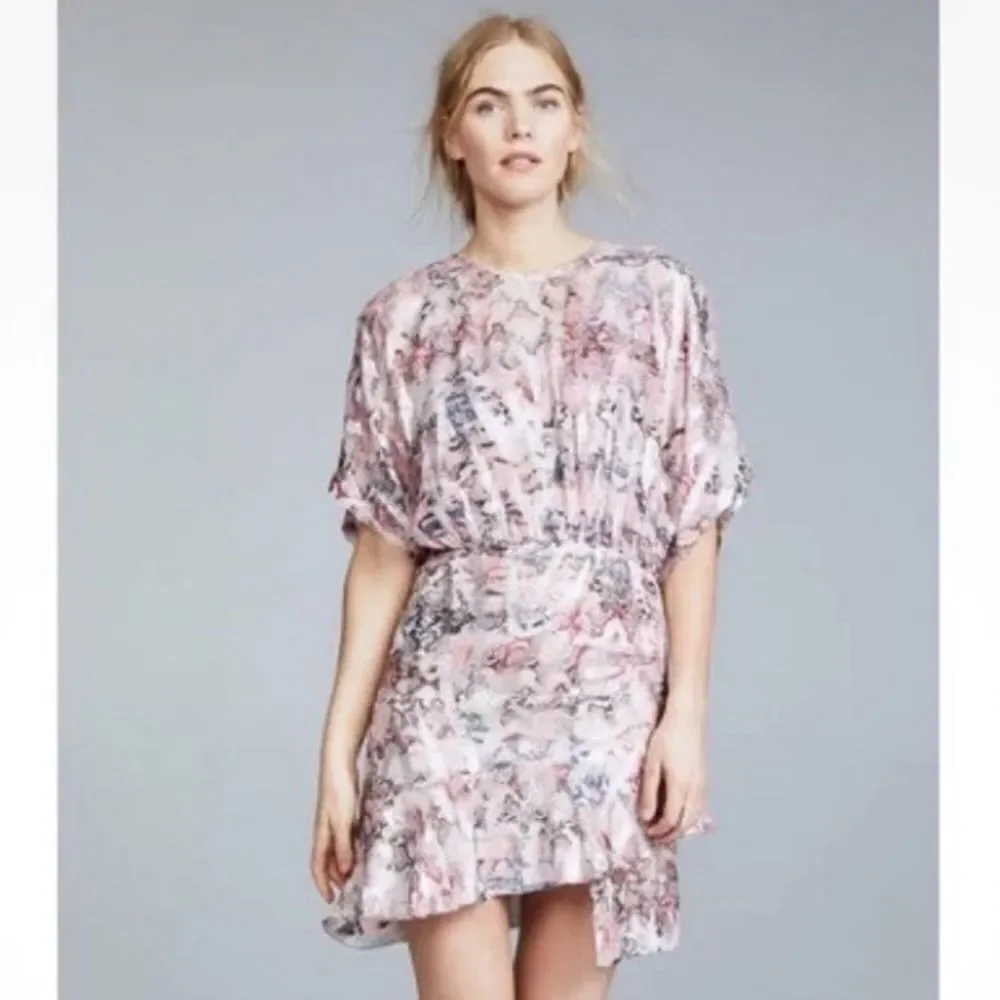 NWT IRO Wobam Printed Metallic Fil Coupé Silk Mini Dress Pink FR 34/ XS Revolve - Picture 12 of 16